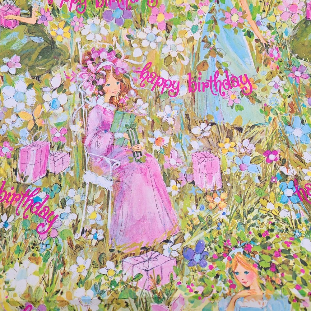 Vintage Gift Wrap Paper "Summer Fantasy" Birthday B-3238 CPS Industries USA